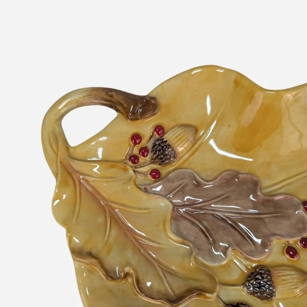 Fitz‎ and Floyd Harvest Leaf Tray Earthenware Fall Autumn Serving Dish